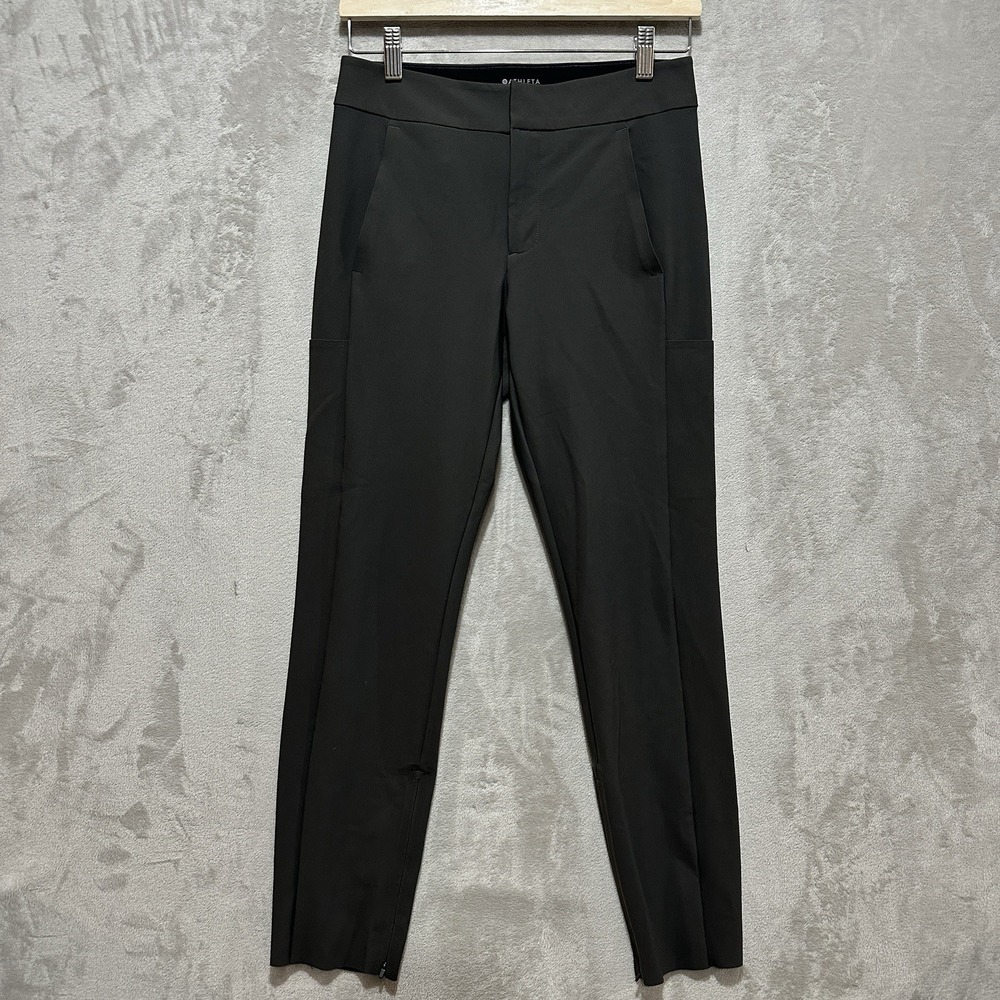 Athleta Women's Pants Size 4 Stellar Trouser Ankle Gray Mid Rise Zip Hem